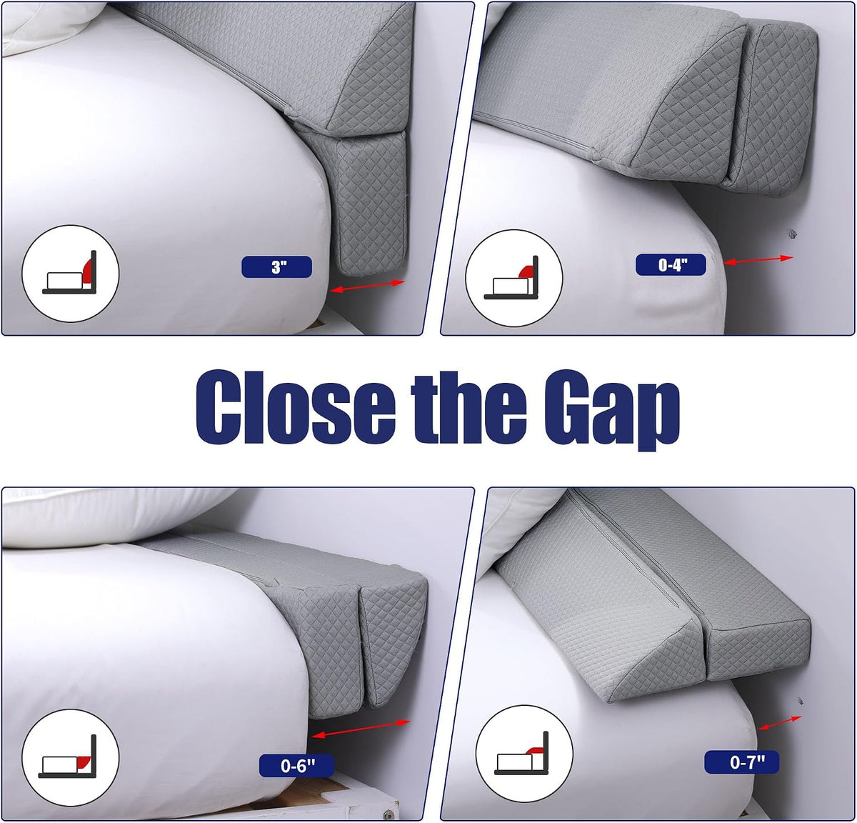 HOMBYS Wedge Pillow Headboard for Bed Gap,Foldable Bed Wedge Gap Filler Queen Size,Matterss Gap Filler,Multi Functional Bed Crack Pillow, Fill The Gap (0-7") Between Your Headboard and Mattress,White