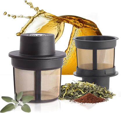 Finum Reusable Stainless Steel Coffee and Tea Infusing Mesh Brewing Basket, Large, Black