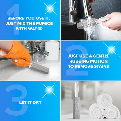 DISIWENE Pumice Cleaning Stone with Handle Toilet Bowl Cleaner Hard Water Ring Remover for Bath/Pool/Kitchen/Household Cleaning (2, 2 Pack with Handle)