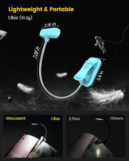 Glocusent Rechargeable Book Light, Clip on Light for Bedtime Reading