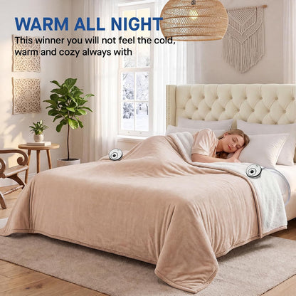 Sealy Electric Blanket Throw 50×60, Flannel to Sherpa, Charcoal