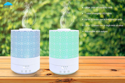 BlueHills 2500 ML Humidifier with Essential Oil Diffuser Combo Aroma Home Décor Design for Large Bed Bath Kids Baby Living Rooms Big Capacity LED Lights Scent Ultrasonic Cool Mist Wood Grain F006