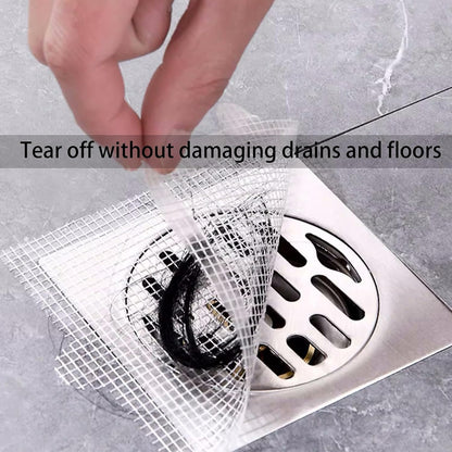 PRIMSOPH 4 Inch 30pcs Disposable Shower Drain Hair Catcher Mesh Stickers Floor Drain Sticker Disposable Drain Filter Hair Trap Sticker