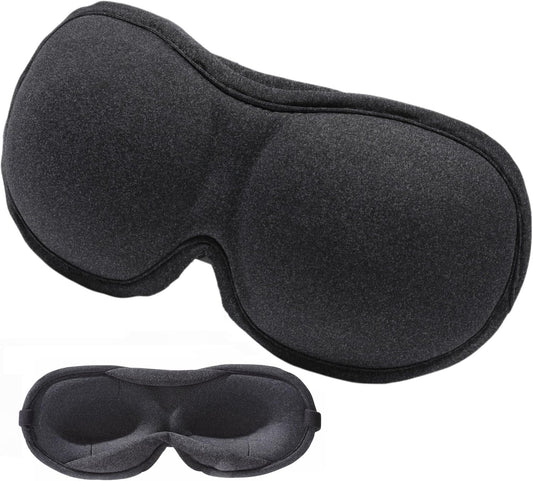Ultra-Thin 3D Sleep Mask for Side Sleepers Women Men, Contoured Eye Mask for Lash Extensions, Light Blocking, Soft Breathable Lightweight Eye Mask for Sleep, Travel, Meditation,Airplane (Black)