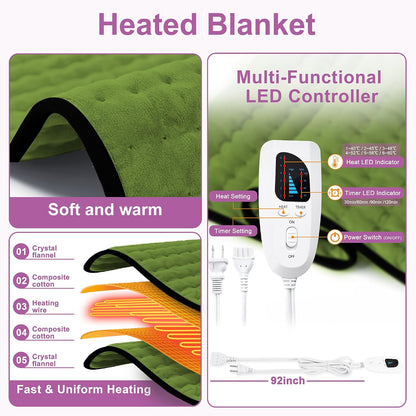 Heating Pad,Heated Blanket,Heating Pad for Back Neck,Grey,24x12 Inch | Electric Heating Pad,Dry/Moist Heat Heating Pads,Heating Pads for Shoulder,Abdomen,Heat Pad for Women Men,Birthday Gift