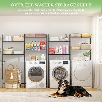 DAOUTIME Over the Washer and Dryer Storage Shelf, 4-Tier Laundry Room Organizer with Adjustable Shelves & Leveling Feet, Heavy Duty Space-Saving Wire Laundry Shelf - Fits Right Over Washing Machines
