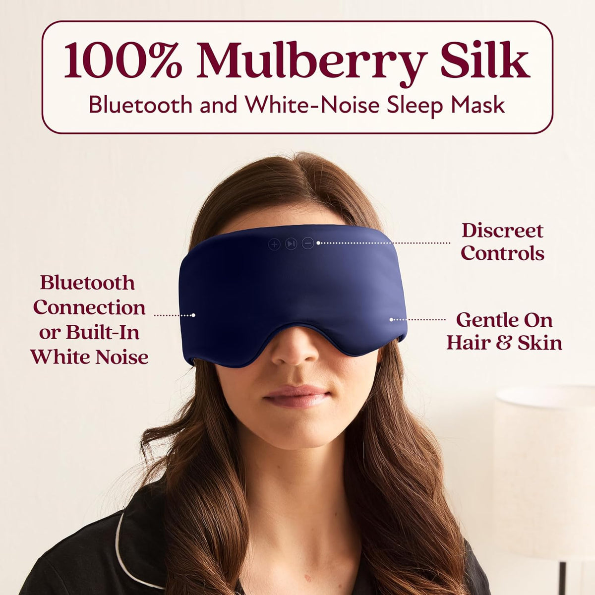 SilkSound Bluetooth Sleep Mask, 100% Mulberry Silk Headphones for Sleeping