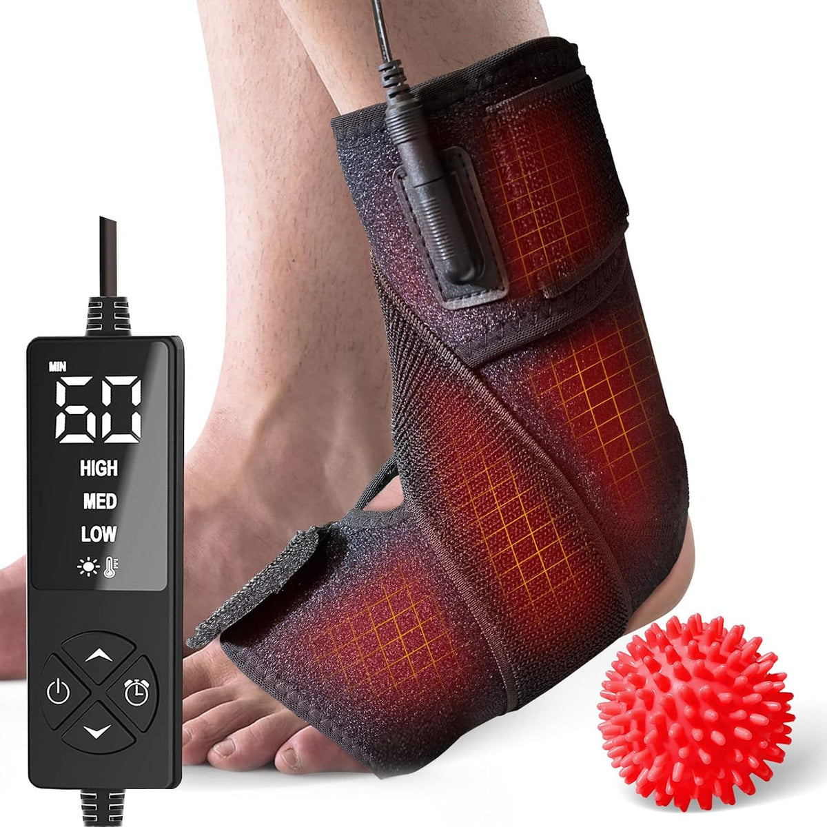 sticro Foot Heating Pad for Ankle Achilles Heel with Massage Ball
