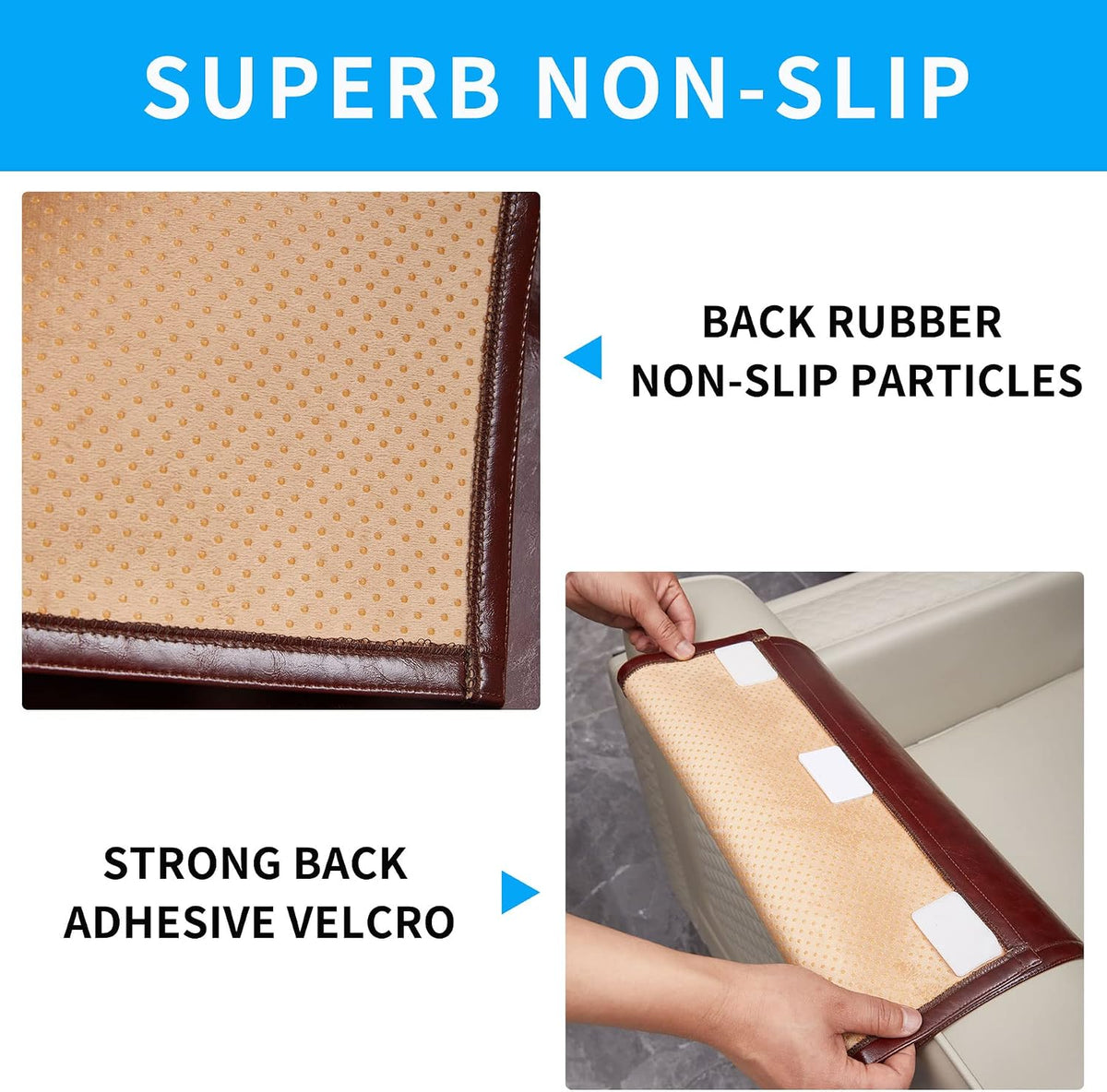 Non Slip Recliner Headrest Protector Washable Faux Leather Headrest Covers for Recliner Chair Waterproof Couch Head Rest Covers for Sofa,Furniture,Office Chair,Theater Seat