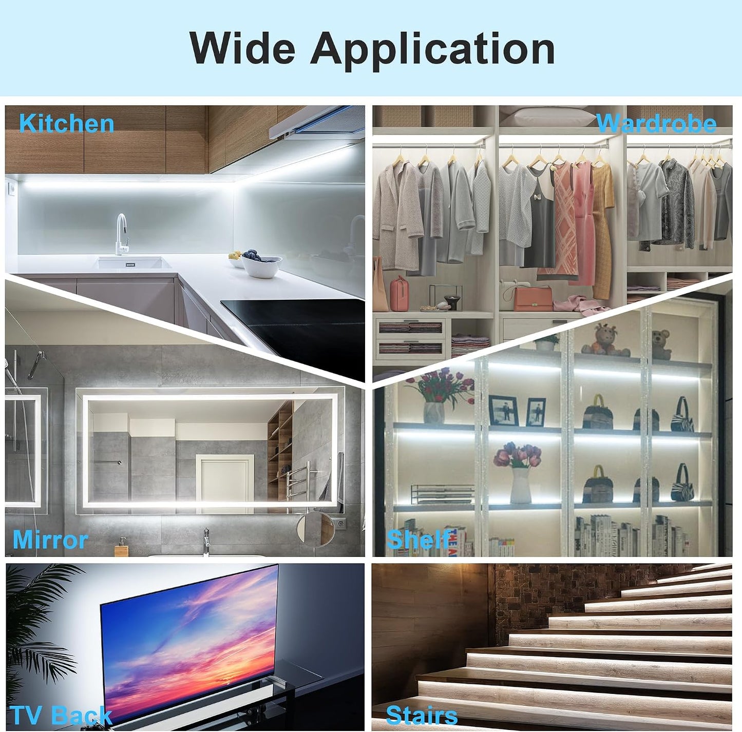 LAFULIT 10 PCS Motion Sensor Under Cabinet Lights Kit | Plug In LED Strip, Remote Control, Dimmable Timer, Warm White, For Cupboards Closets Stairs Shelf Bed