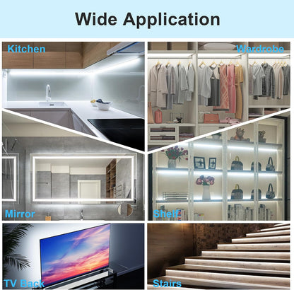 LAFULIT 10 PCS Motion Sensor Under Cabinet Lights Kit | Plug In LED Strip, Remote Control, Dimmable Timer, Warm White, For Cupboards Closets Stairs Shelf Bed
