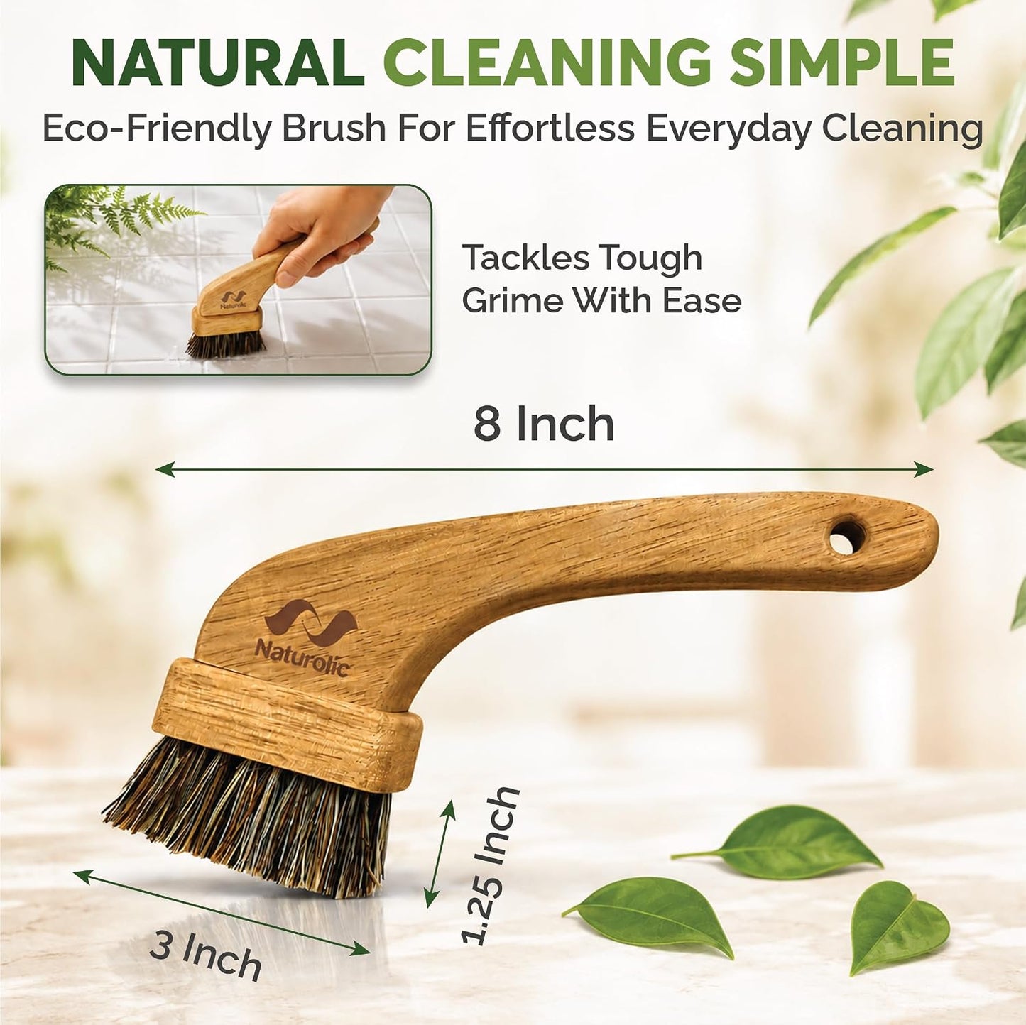 All-Natural Grout Brush Set | Wooden Cleaning Brush for Tile and Floor | Durable Floor Scrubber for Bathroom and Kitchen | Eco-Friendly Household Cleaning Tools