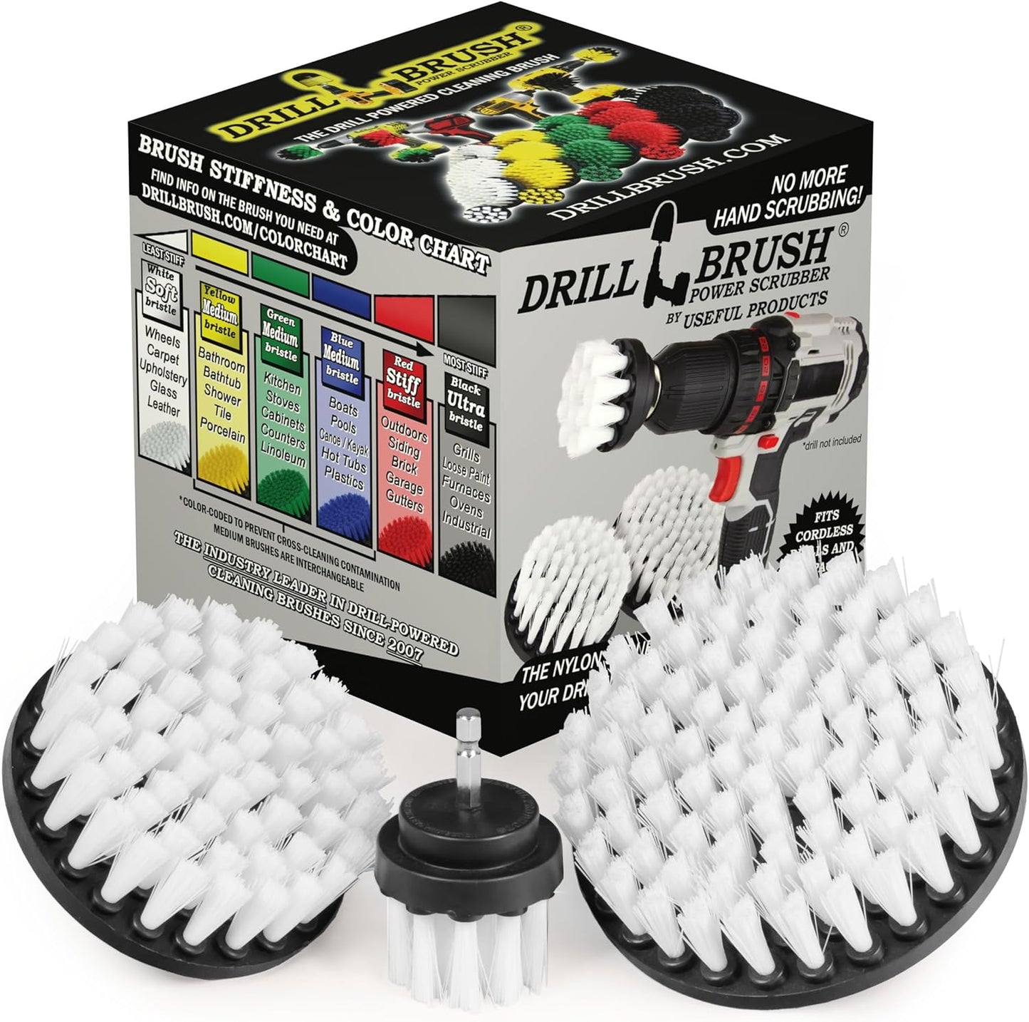 Ultra Stiff Drill Powered Cleaning Brush Set - BBQ Grill Brush - No Wires | Heavy Duty Industrial Stripping - Cordless Drill Power Scrubber Grill Brush for Household Cleaning Supplies - Rust Remover