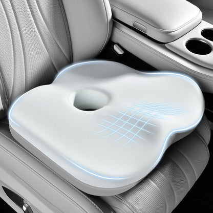 Coverado Lumbar Support Pillow and Seat Cushions for Office Chairs, Memory Foam Orthopedic Coccyx Cushion for Tailbone Pain Cushion Pillow & Back Pain Pressure Relief Seat Cushion Coffee&Beige