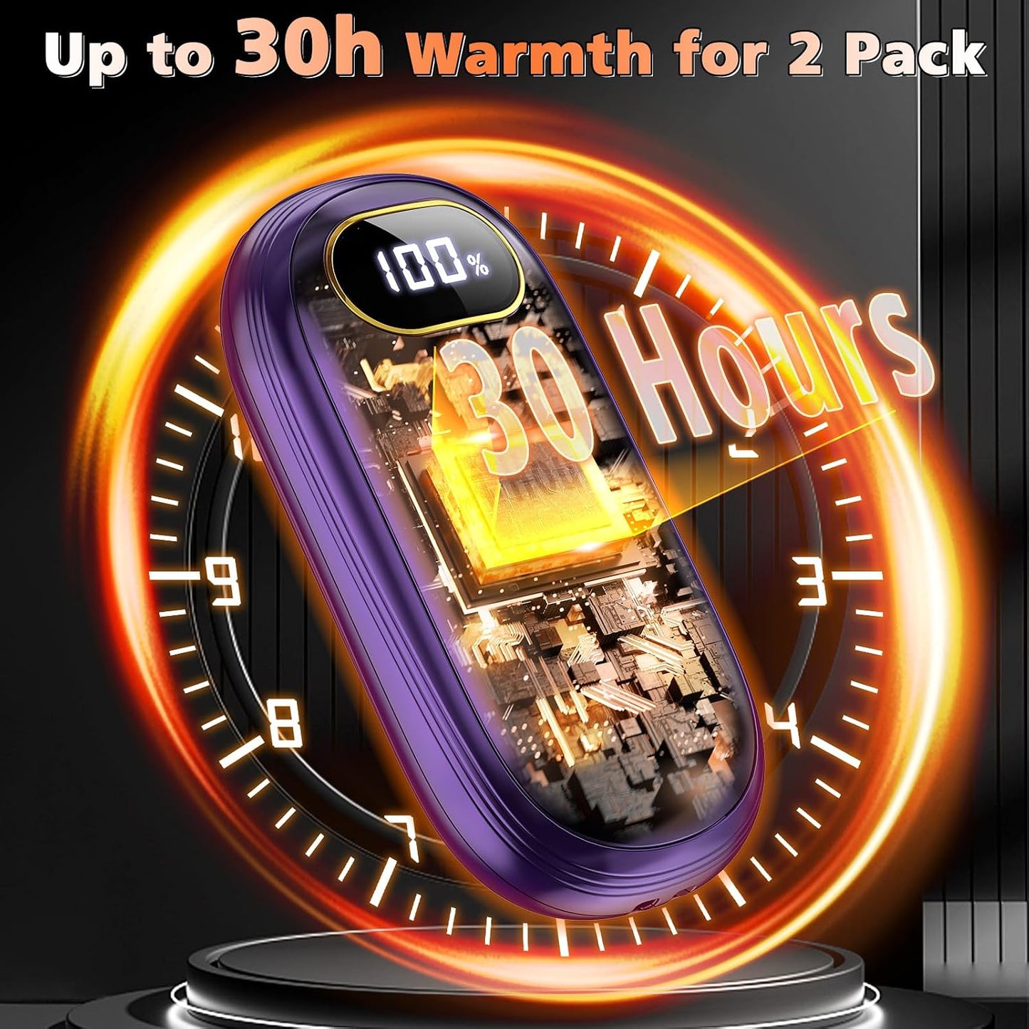 Hand Warmers Rechargeable - Electric Hand Warmers 2 Pack with Dual-Sided Heating for 15Hrs Warmth, LED Display & Flashlight, Hunting Essentials, Gifts for Christmas Man Women Raynauds Golf