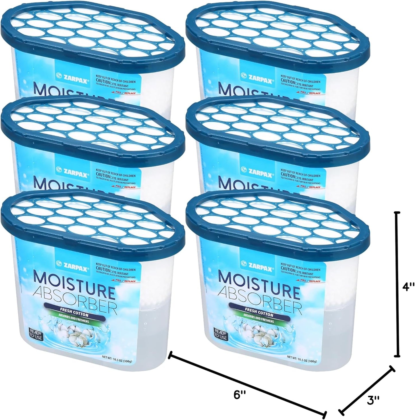 ZARPAX Moisture Absorber Activated Charcoal 10.5 oz/300g | Removes Moisture, Damp, Humidity & Odors | Odor Absorber | Moisture Trap for Bathroom, Closet, Kitchen & Small Spaces | Set of 4