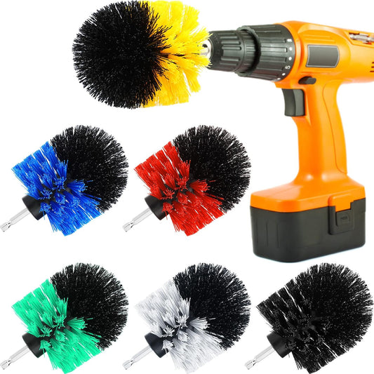 Drill Brush Nylon Drill Brush Attachment Electric Power Scrubber Scrub Brush Multi Purpose Cleaning Supplies for Drill Bathroom Surfaces Tub Grout Shower Kitchen Tile Auto Car (Multicolor, 6 Pcs)
