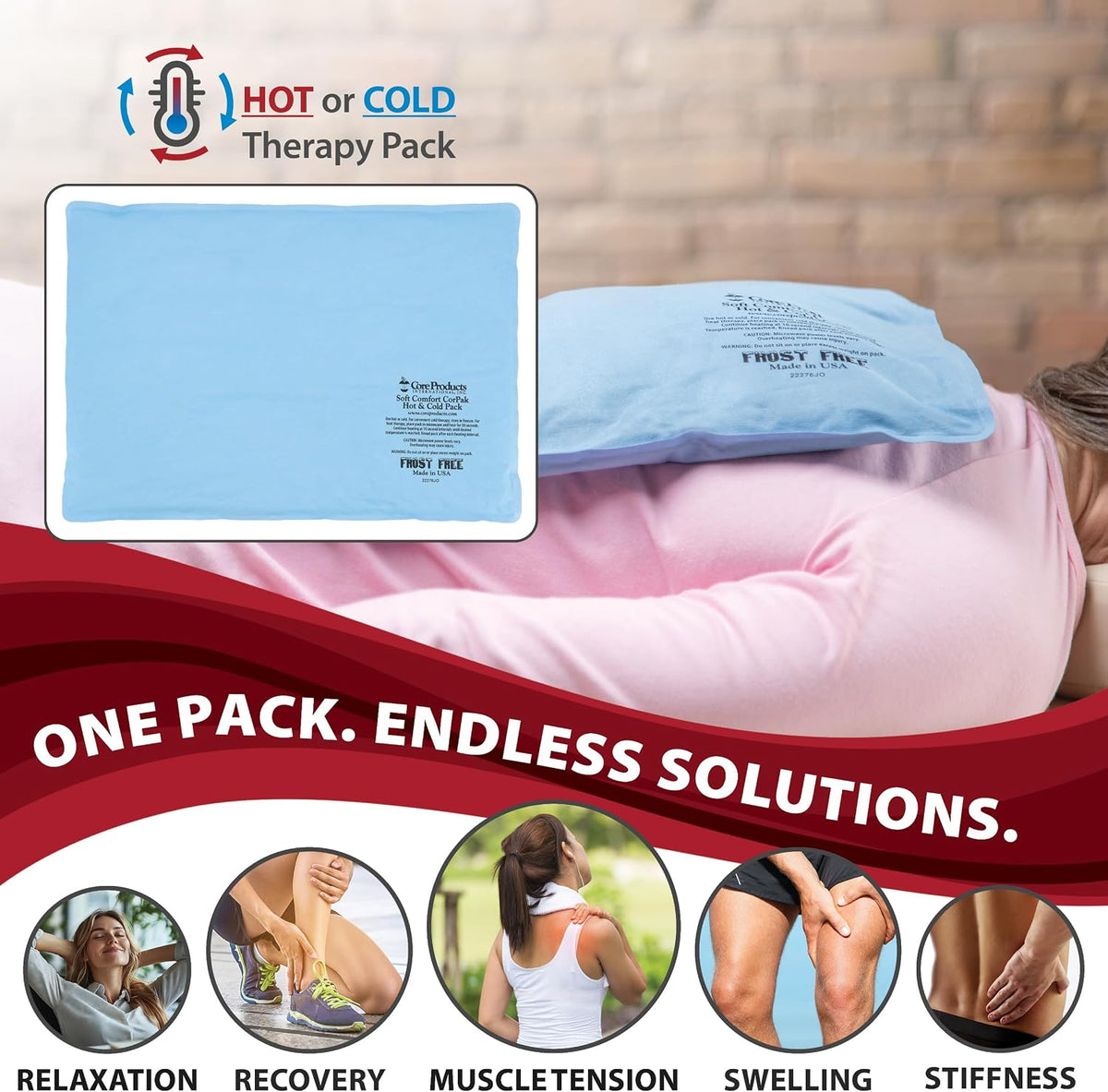 Reusable Hot & Cold Therapy Pack for Knee Back & Shoulder Pain-Trisectional