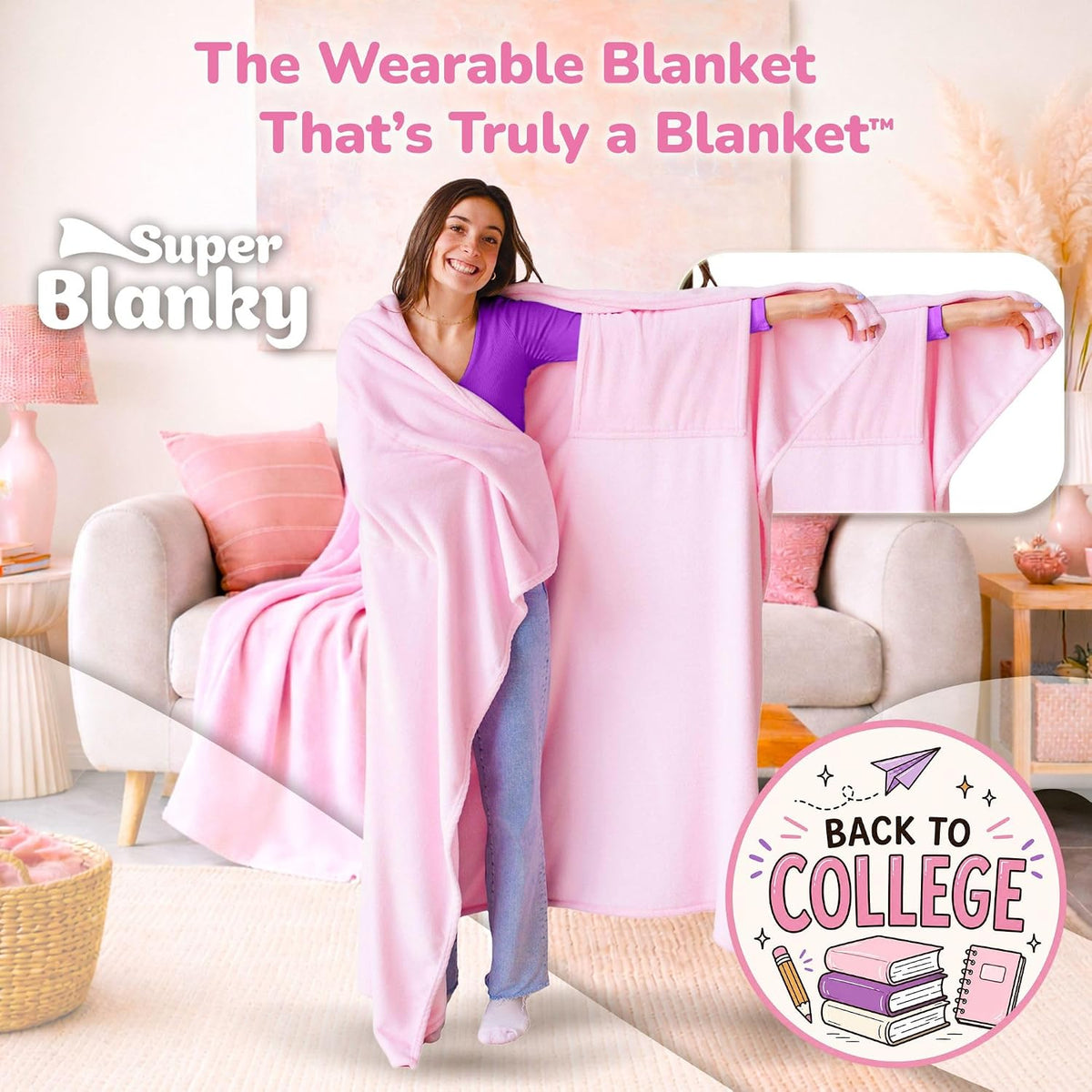 Super Blanky Wearable Blankets for Women & Men, Dorm Room Essentials, Gift for Her, Gifts for Women, Wife Birthday Gift Ideas