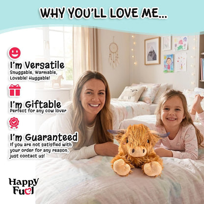 Bunny Microwavable & Weighted Stuffed Animals - 1.5 Lbs Unscented Heating Pad for Period Cramps Pain Relief and Anxiety, Cute Bunny Plush Toys Gifts for Women Girls Adults and Kids by Happy Fuel