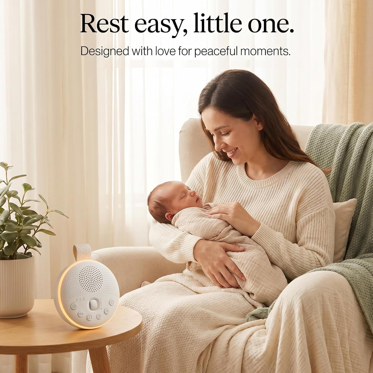 White Noise Machine for Baby & Adults with 21 Relaxing Sounds & Adjustable Night Light, Rechargeable & Portable Sleep Aid for Home & Travel