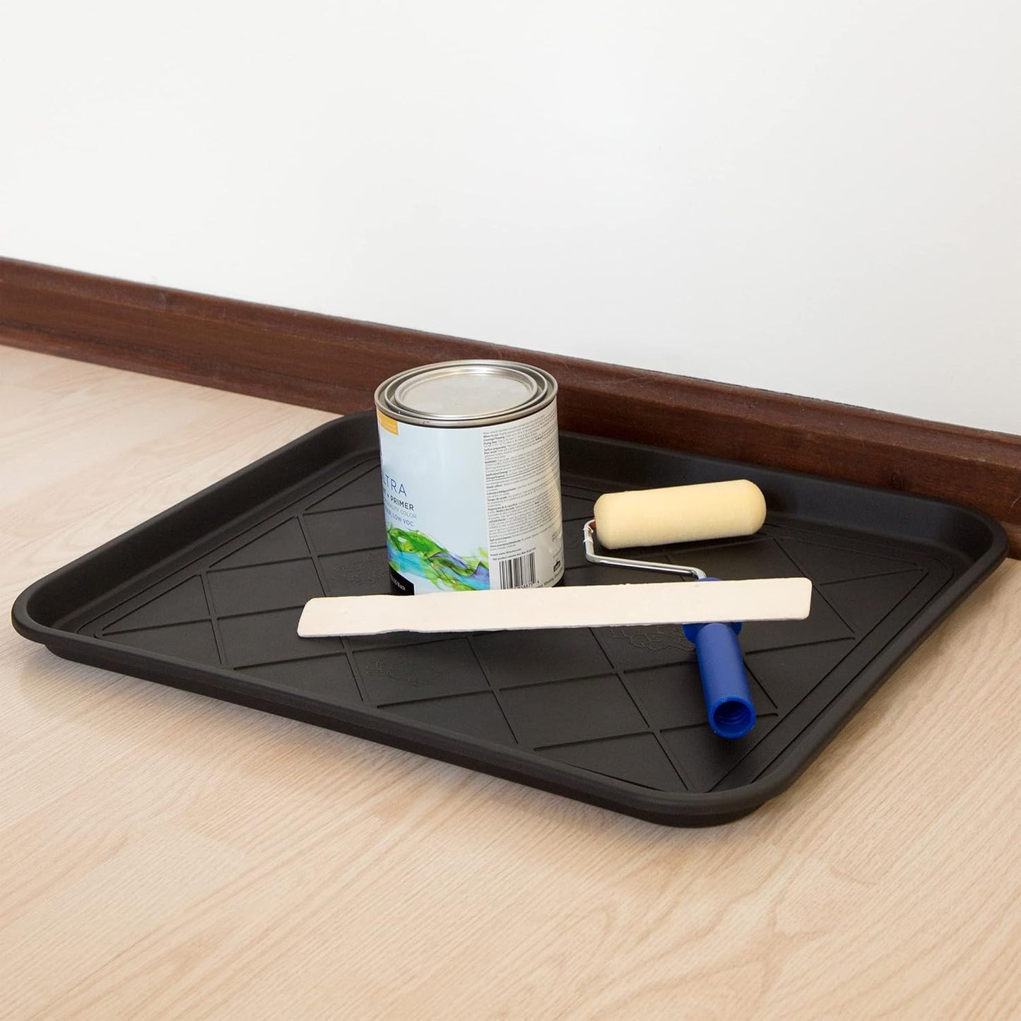 All-Weather Boot Tray - Water-Resistant Plastic Mud Pan, Pet Food Tray, and Outdoor or Indoor Shoe Mat for Entryway by Stalwart (Black)