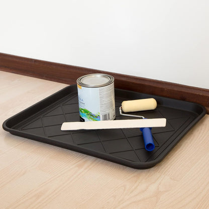 All-Weather Boot Tray - Water-Resistant Plastic Mud Pan, Pet Food Tray, and Outdoor or Indoor Shoe Mat for Entryway by Stalwart (Black)