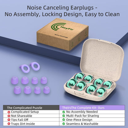 Noise Cancelling Ear Plugs Sleep 50dB NRR Side Sleep Small Ear | ultra soft silicone, reusable one-piece design, 4 sizes included, portable case