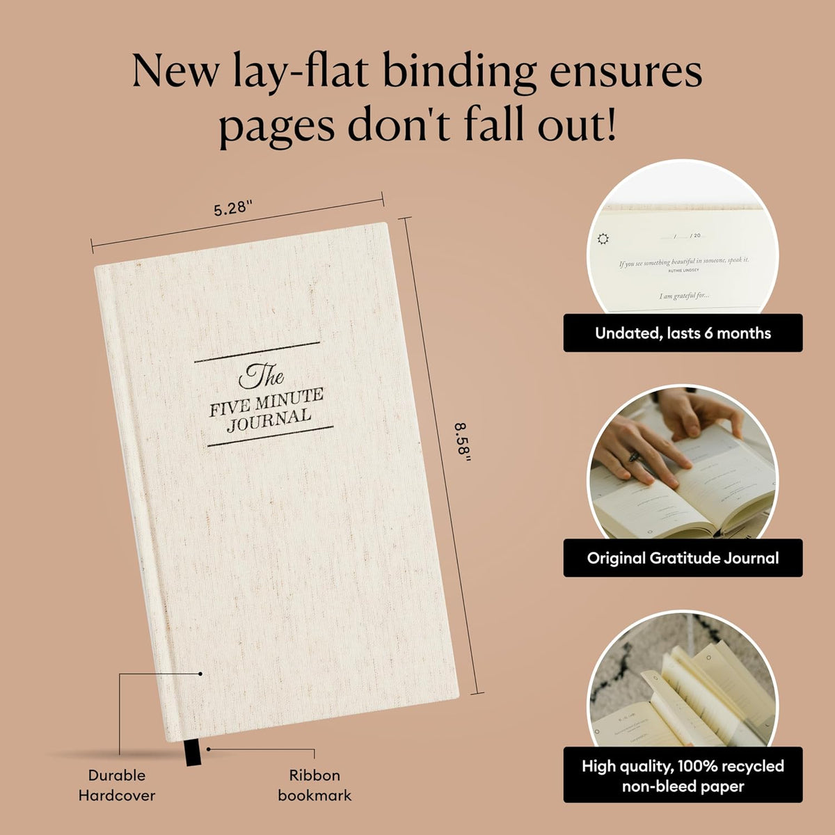 Intelligent Change The Five Minute Journal - Original Daily Gratitude Journal for Women & Men - Mindfulness, Happiness & Daily Reflection - Undated Planner - Affirmation Journal - Gifts for Women