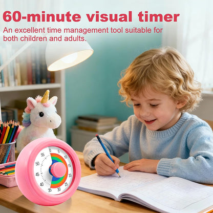 60 Minute Visual Timer with Silent Operation Visual Countdown Timer Rainbow Disk 60 Minute Countdown Timer Task Reminder Home and Kitchen Timer for Kids Desk, Office Meetings (Green)