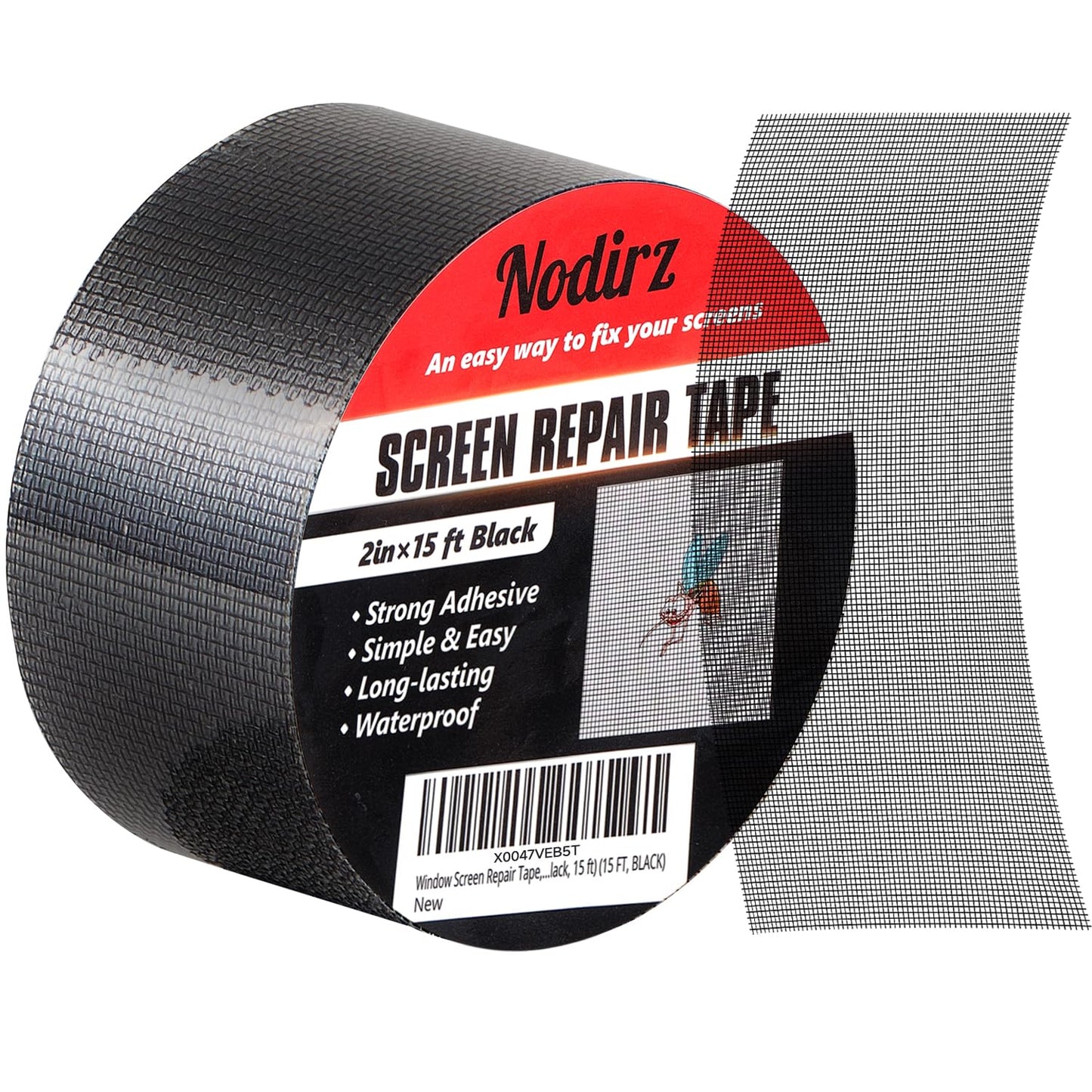 Window Screen Repair Tape, 2 in X 15 FT (180IN) Screen Repair Kit for Windows or Doors, Strong Adhesive Screen Patch Repair Kit Mesh Repair (Black, 15 FT)