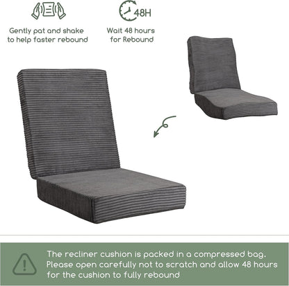 HIGOGOGO Corduroy Recliner Chair Cushion with Lumbar Support Pillow Soft Non-Slip 4" Thick Seat Pad Prevent Buttocks & Back Pain in Seniors (Beige, 12" Backrest)