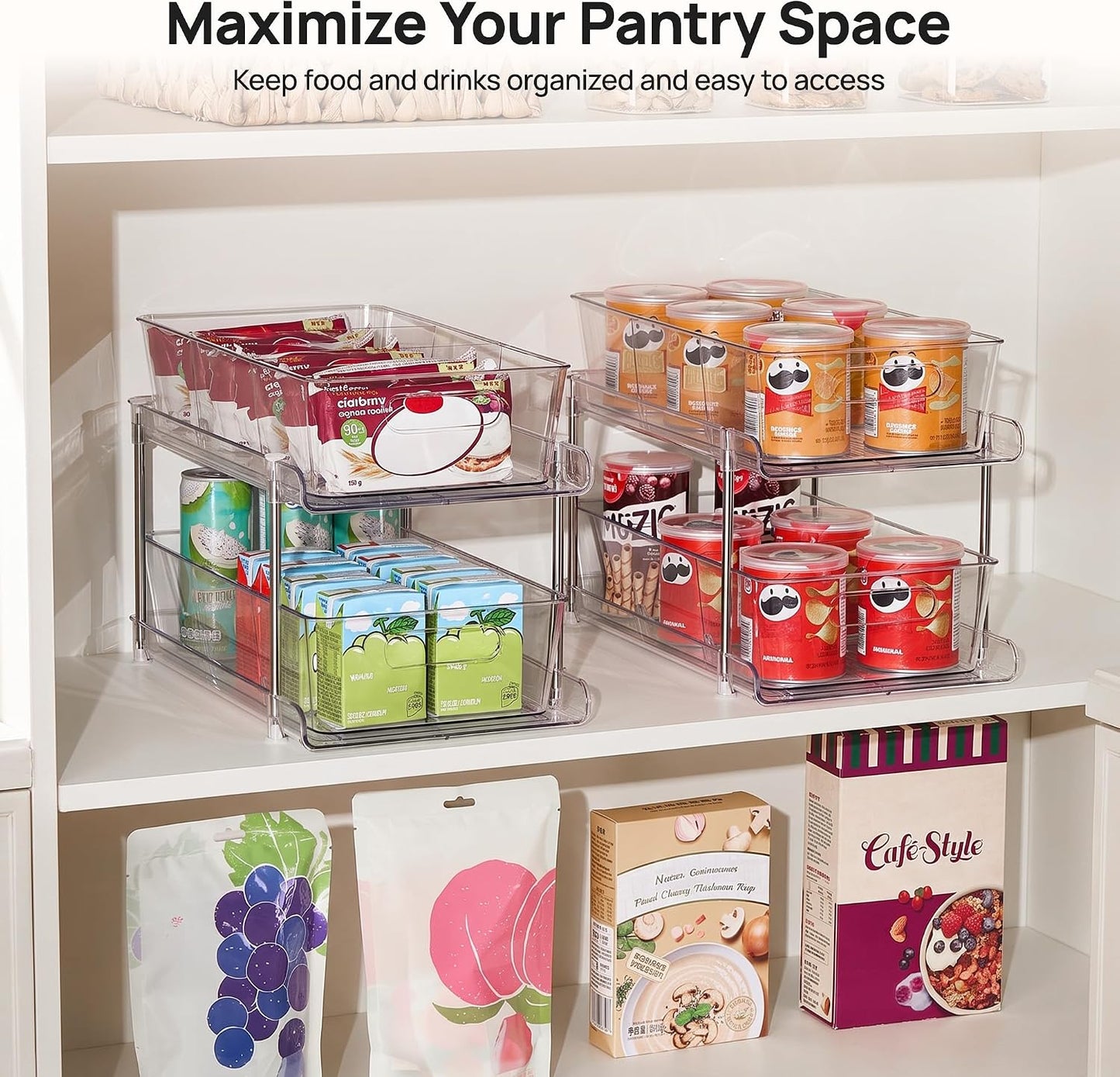 Vtopmart 2 Pack Pull Out Bathroom Under Sink Organizer (S-Standard) | Slide-out drawers, Multi-purpose storage, Clear visibility, Easy Set-up