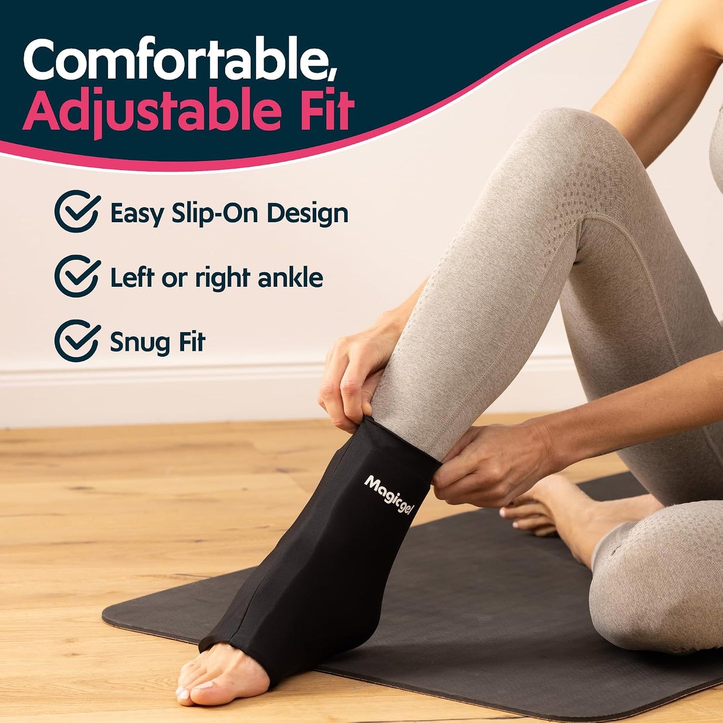 Magic Gel Ankle Ice Pack Wrap for Swelling, Reusable Ice Packs for Ankle Injuries, Flexible Hot & Cold Packs, Foot Ice Pack Wrap Ice Socks for Sprained Ankle, Achilles Tendonitis & Fasciitis Relief
