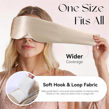 Silk Sleep Mask 22 Momme 100% Mulberry Silk & 3.5cm Silk Hairband Set for Side Sleeper Women Men,Light Blocking Nose Pad, Adjustable Silent Strap,Eye Mask fo Home & Travel Use (Pink)