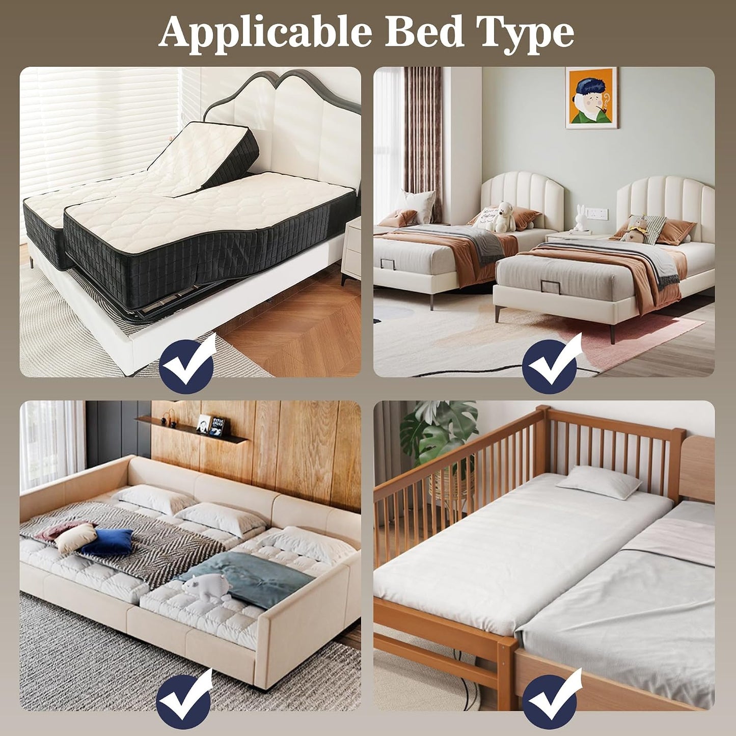Asatdd Bed Bridge Twin Size to King Size Bed | Waterproof Bed Split Filler, Twin Size to King Size Bed Converter, 75" x 12"