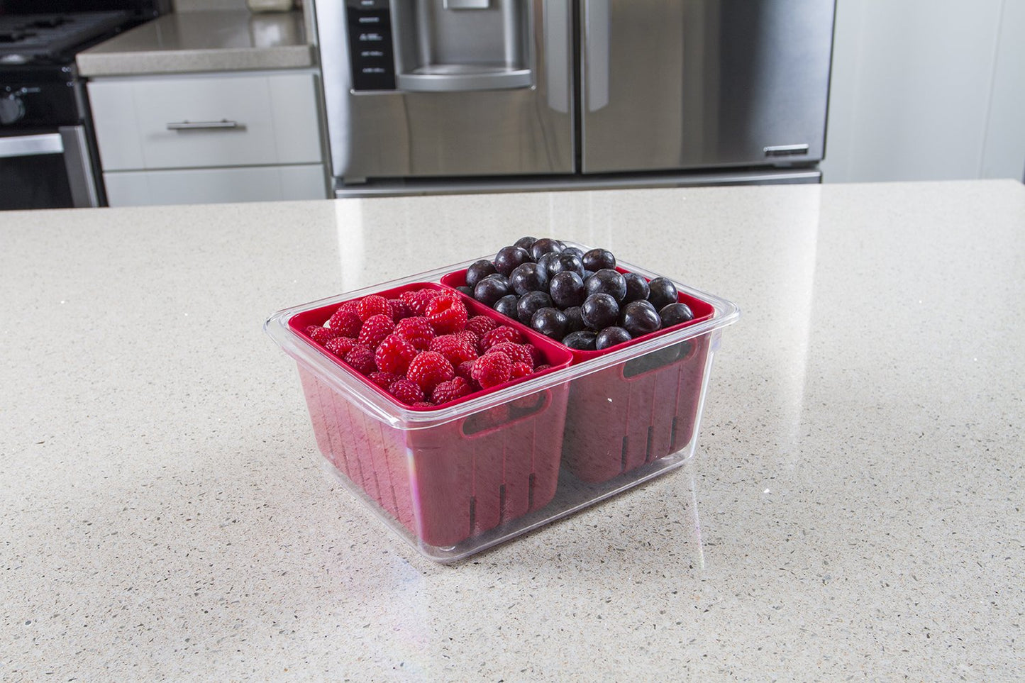 Kitchen Spaces Stackable Fridge Storage Colander Containers, Variety Pack | 3 Sizes to Store Fresh Produce, Organize Washed Fruits and Veggies, Snap and Seal Lids with Adjustable Vents, Hand Wash Only