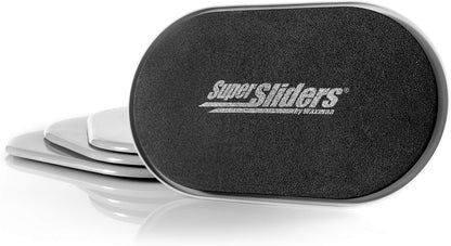 Super Sliders 5-3/4" x 9-1/2" XL Oval Reusable Furniture Sliders for Carpet, Anti-Slip Protective Furniture Moving Pads for Beds, Sofas, Dressers, Set of 4, Brown