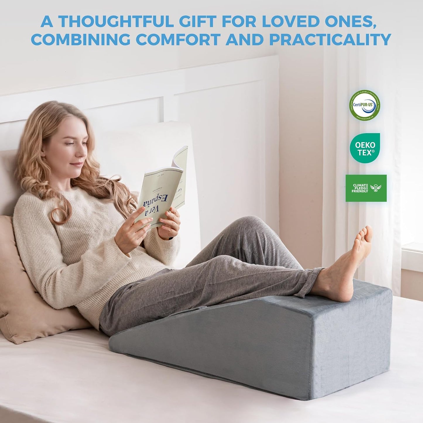 Ganondorf Leg Elevation Pillow, Premium Foam Leg Support Adjustable Wedge Pillow Relieves Joint Pain After Surgery Ergonomic Curve for Leg Support Promote Blood Circulation Single Leg