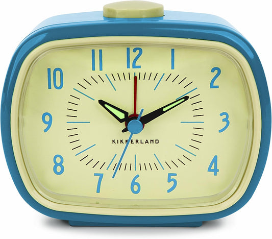 Kikkerland Retro Alarm Clock – Vintage Decor for Bedroom, Nightstand, Living Room, or Office – Battery Operated, Decorative Analog Clock, Green