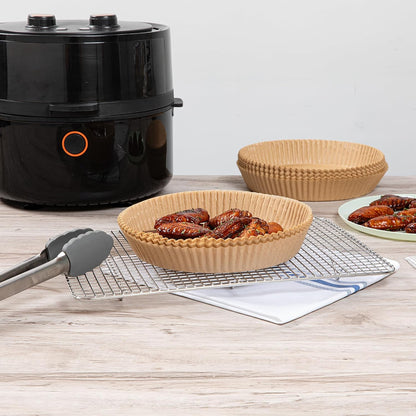 Restaurantware-Pastry Tek 8.1 x 5.5 x 1.8 Inch Air Fryer Liners, 100 Rectangle Air Fryer Baskets - No-Stick Silicone Coating, Unbleached, Food-Grade Paper Liners, For Steamer, Microwave, Oven