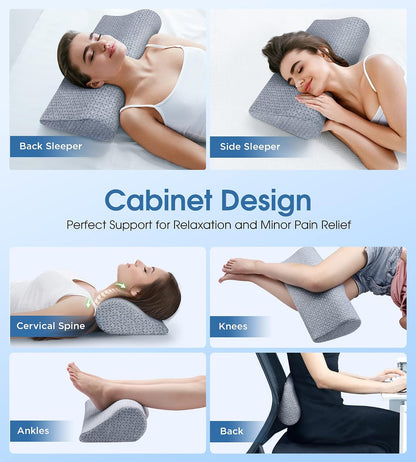 Demelon Cervical Neck Pillows for Pain Relief Sleeping, High-Density Memory Foam Pillow Neck for Bolster Support and Shoulder Relaxer, Decompression Devices Orthopedic Roll Pillow for Bed Office