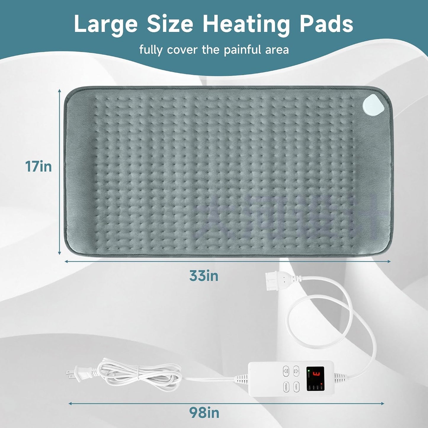 NBKLS Heating Pads for Back Neck Shoulder Pain, Electric Heating Pad Auto Shut Off, Fast Heat, Large Heating Pad Christmas Gift for Women Men, Birthday Gifts for Mom Dad (Blue)