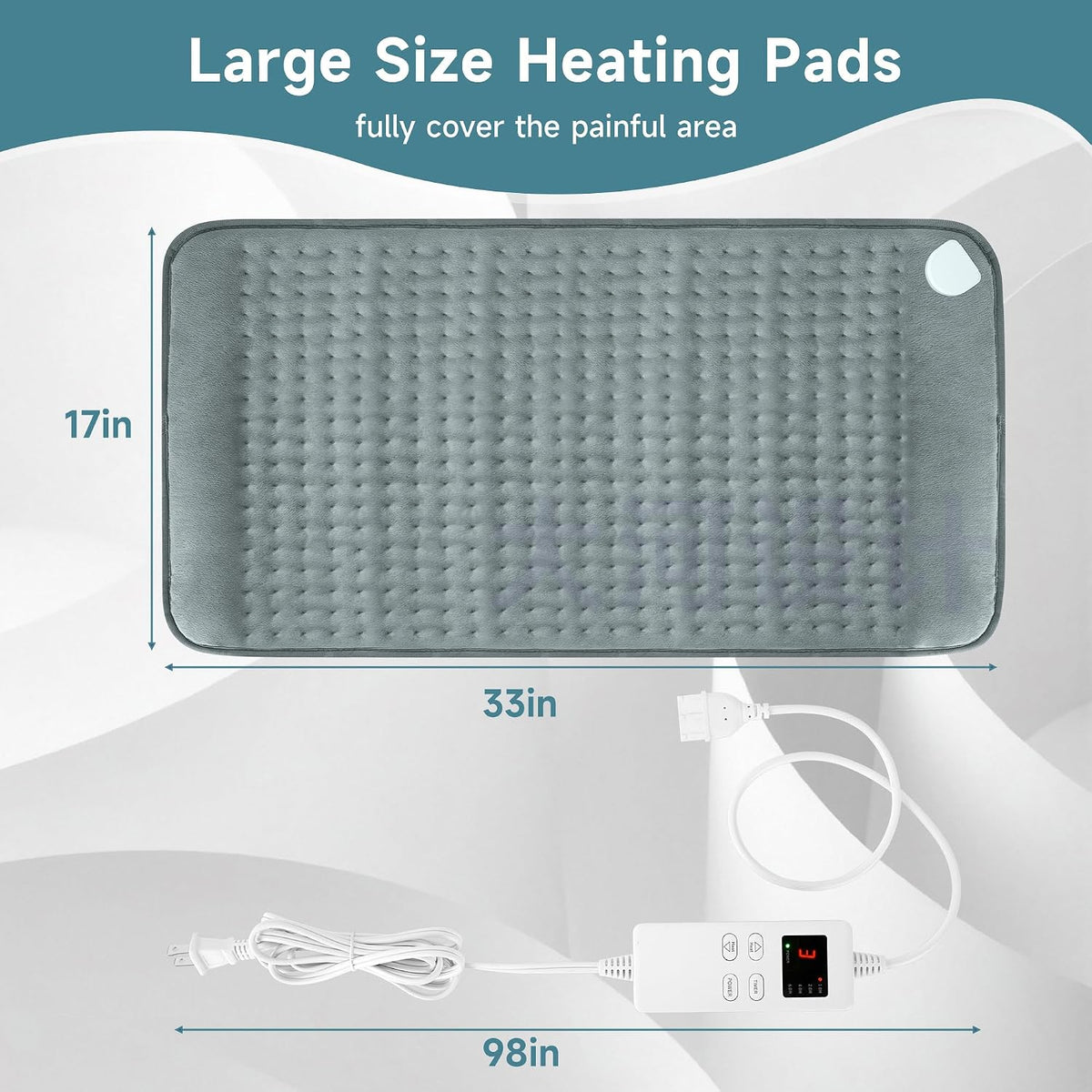 NBKLS Heating Pads for Back Neck Shoulder Pain, Electric Heating Pad Auto Shut Off, Fast Heat, Large Heating Pad Christmas Gift for Women Men, Birthday Gifts for Mom Dad (Blue)