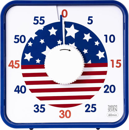Visual Timer 7.5 inch; 60 Minute 1 Hour Countdown Timer for Kids Classroom Teaching Tool Home Office Meeting, Mechanical Countdown Clock for Exam Time Management Magnetic, Sky Blue with Colorful Disc
