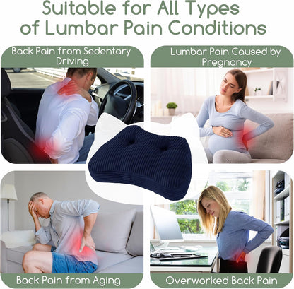 Lumbar Support Pillow for Recliner Chair/Accent Chair/Couch/Office Chair, Tufted Corduroy Back Support Cushion for Elderly, M-Shaped Recliner Cushions for Back Rest, Pain Relief, Reading, Dark Grey