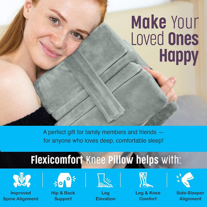 Thick Extra Firm Knee Pillow for Side Sleepers - Memory Foam Leg Pillow for Hip, Back & Knee Support, Large Between-the-Knees Cushion, Removable Layers & Strap