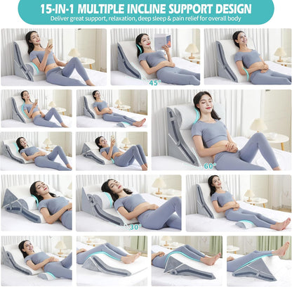Simpledad Wedge Pillow for Sleeping, Orthopedic Bed Wedge Pillow Set