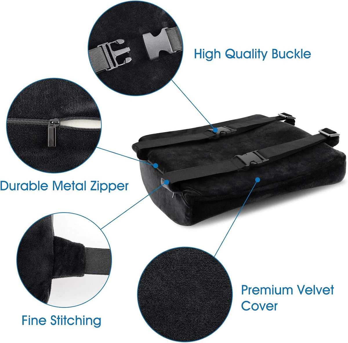 Orthopedic Memory Foam Seat Cushion for Office Chair Sciatica Tailbone Back Pain Relief Sitting Pillows - Truck Driver Cars Front Seats Pillow Wheelchair Kitchen Chairswith with No-Slip Bottom
