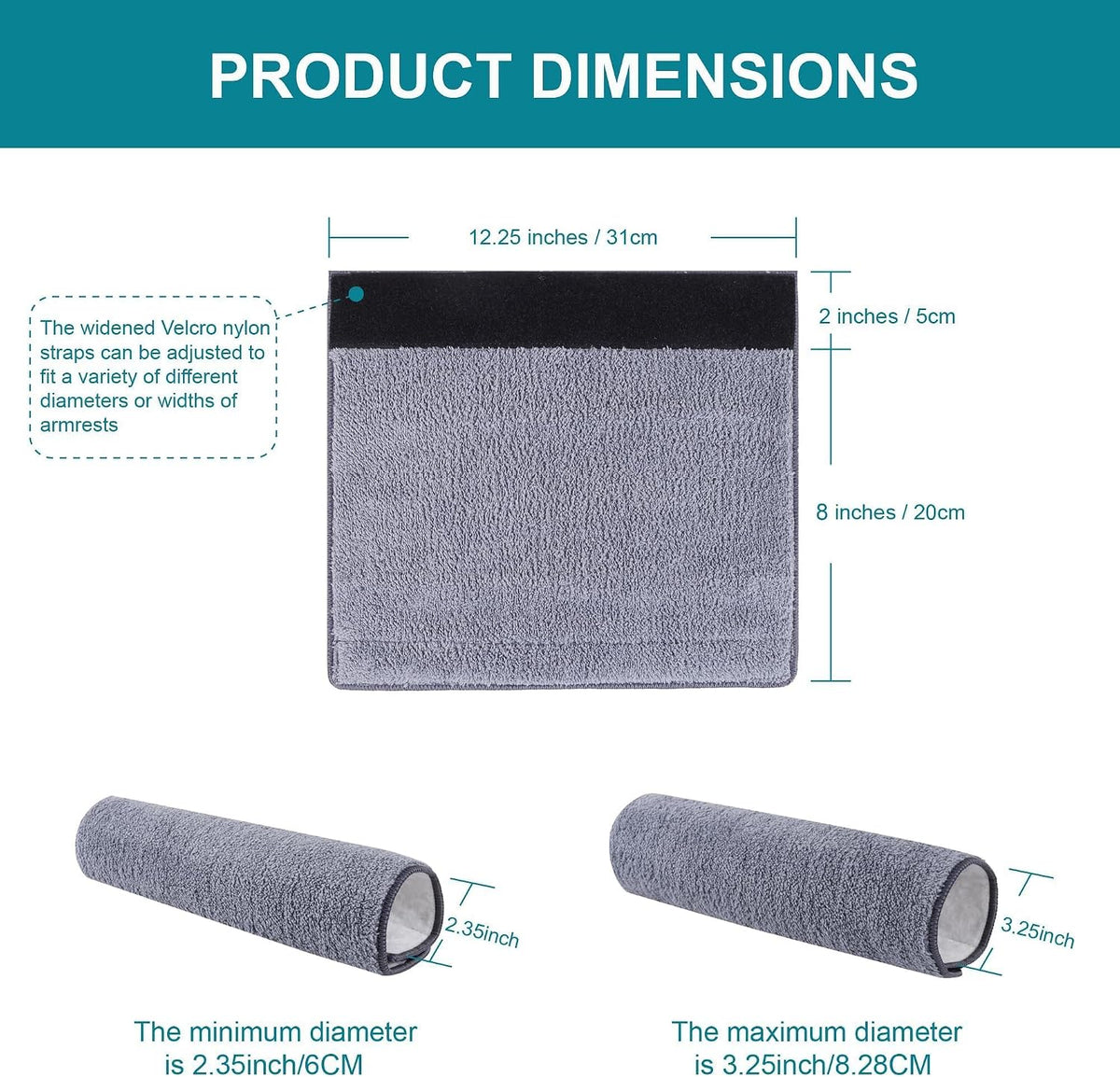 Small Office Chair Arm Covers Protectors, 2-Pack Chair Arm Pads with Straps
